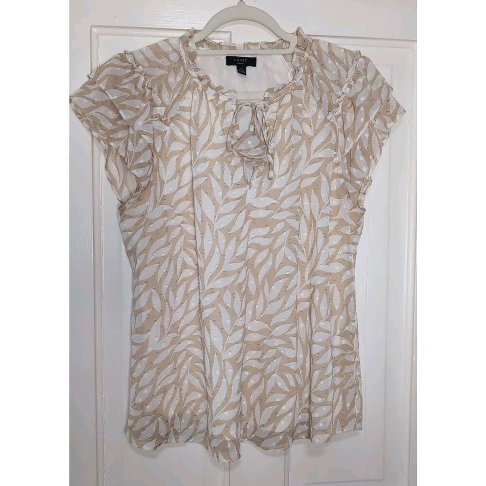 Haver London Fairy Tasseled Ruffle Top Leaves Dainty Work Women's L(1231)
